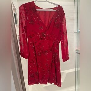 Madewell Red Long Sleeved Dress
